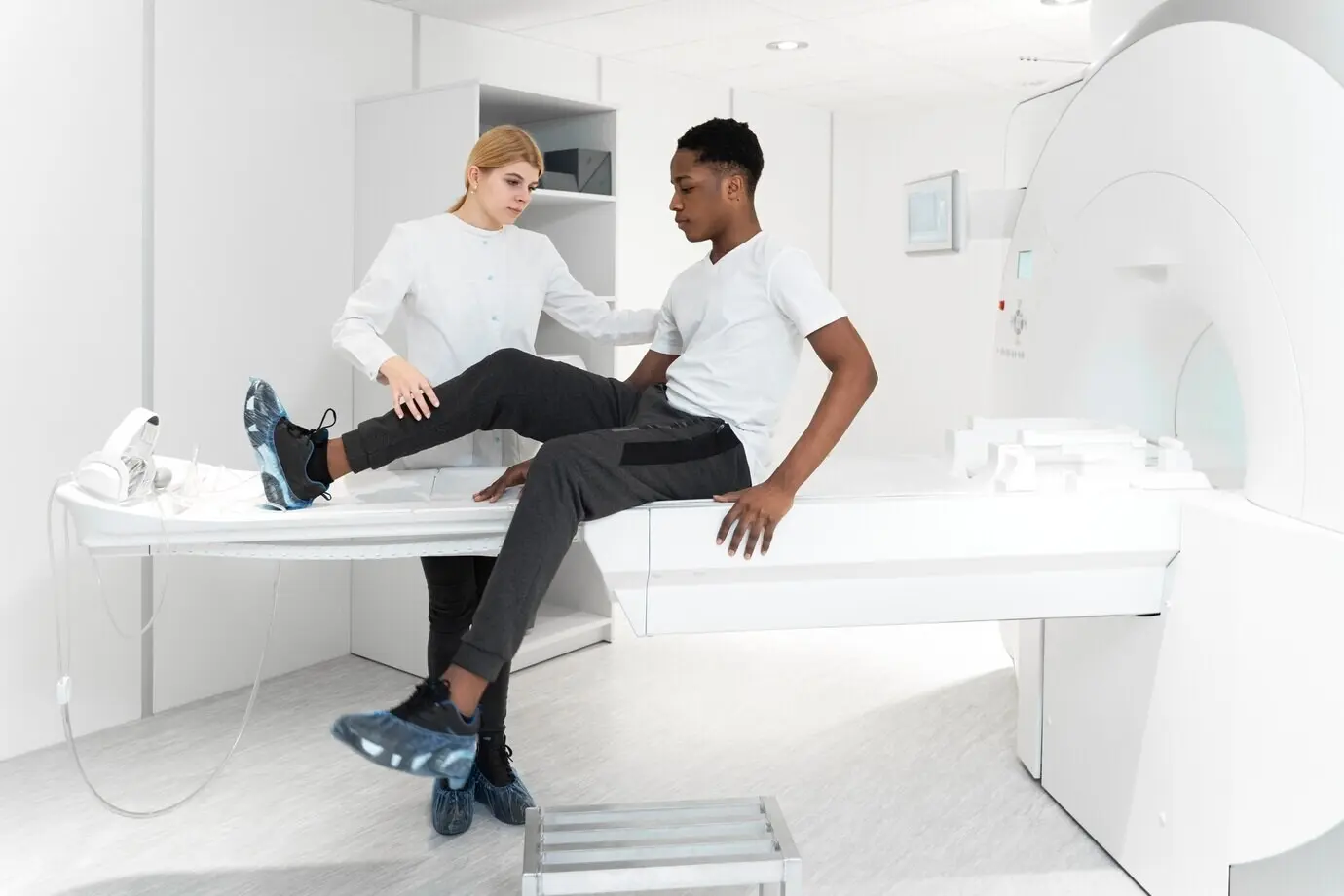 Полный кадр пациента, готового пройти КТ.